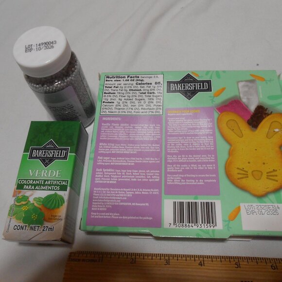 NEW Lot Bakersfield Cookie Decoation kit, green food color, silver sugar pearls - Picture 3 of 9